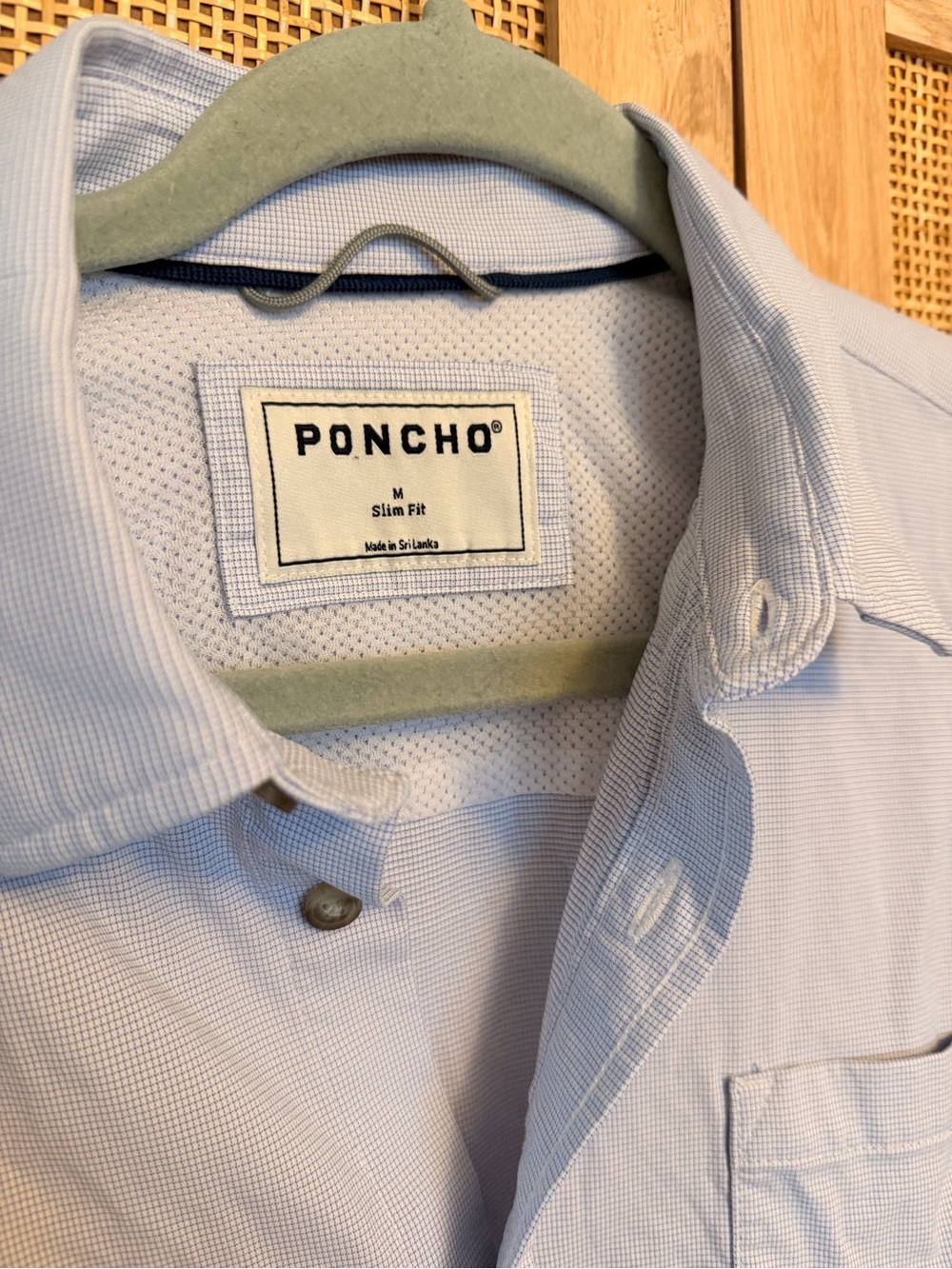 Poncho Men's Medium Slim Fit Light Blue Shirt Excellent Condition